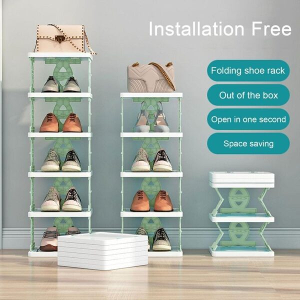 Creative 6 Layer Foldable Multitasking Shoe Rack - Image 5