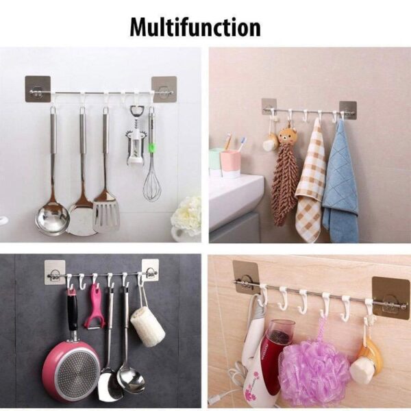Self Adhesive 6 Pcs Steel Hook (Box Pack) - Image 2