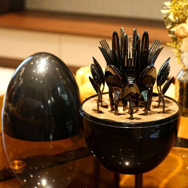 24 Pcs Egg Stainless Steel Cuttlery (Shinning Black)