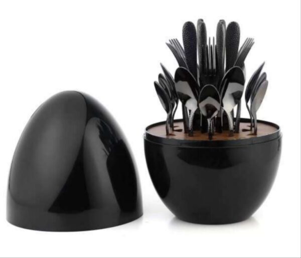 24 Pcs Egg Stainless Steel Cuttlery (Shinning Black) - Image 3