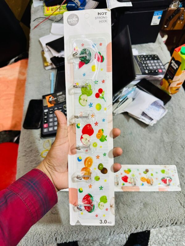 Self Adhesive Printed 6 Pcs SS Hook (Strong)
