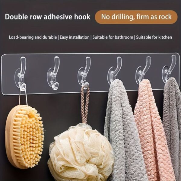 Self Adhesive 6in1 Transparent Hook Plate - Image 3