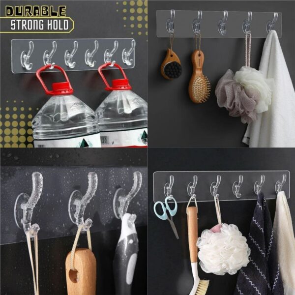 Self Adhesive 6in1 Transparent Hook Plate - Image 5