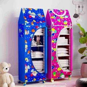 6 Shelves Multipurpose Trolly Wardrobe With Cover
