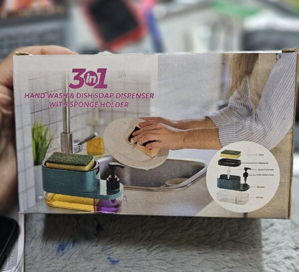 3in1 Handwash & Dish Soap Dispenser With Sponge - Image 2