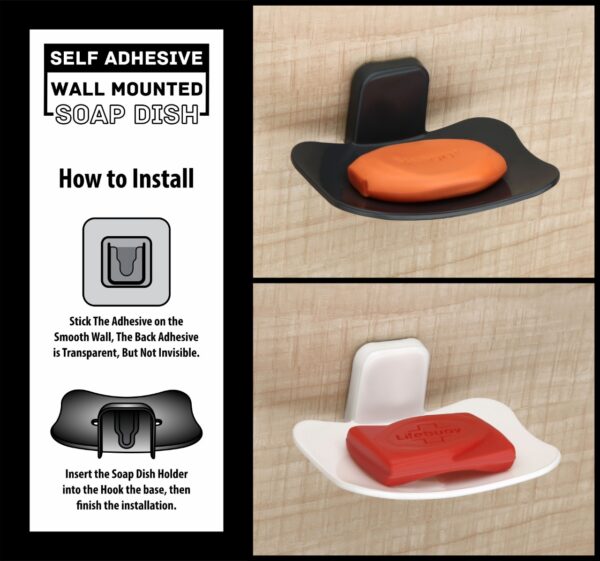 SELF ADHESIVE WALL MOUNTED SOAP DISH (BOX PACKING) - Image 2