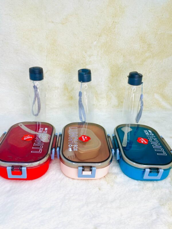 Plastic Lunch Box + Bottle Combo Set - Image 2