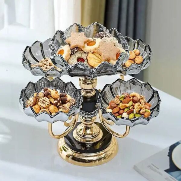 Luxury 5 Bowl Revolving Fruits & Dryfruit Tray (Black) JA-4917-3