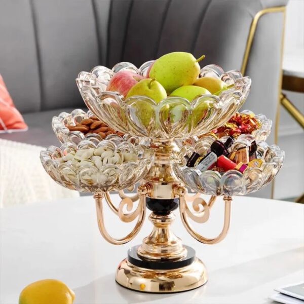 Luxury 5 Bowl Revolving Fruits & Dryfruit Tray (Black) JA-4917-3 - Image 3