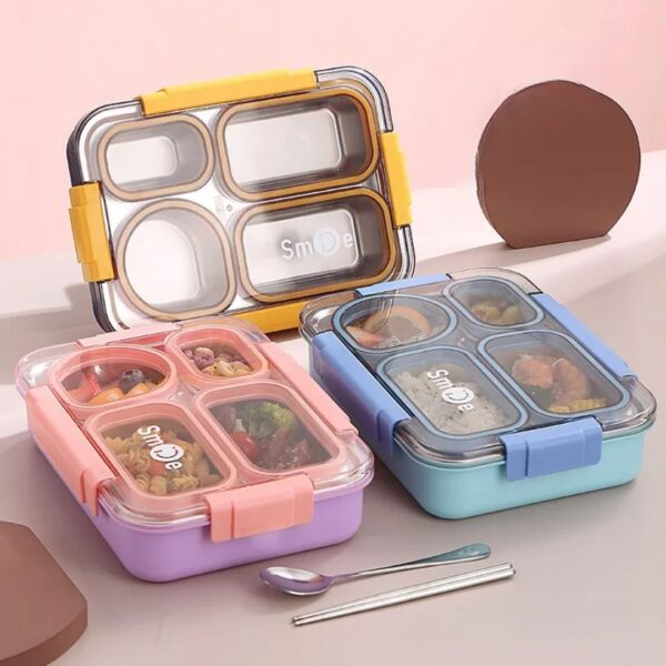 2560 4 Section Leak Proof Steel Lunch Box (Imported)