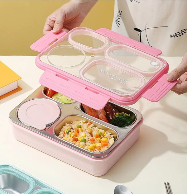 7099 4 Section Stainless Steel Leak Proof Lunch Box (Imported) - Image 5