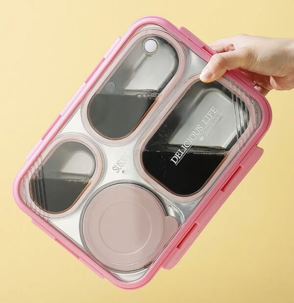 7099 4 Section Stainless Steel Leak Proof Lunch Box (Imported) - Image 2