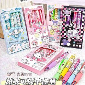 Cartoon Printed Erasable Gel Pen (Set of 6)