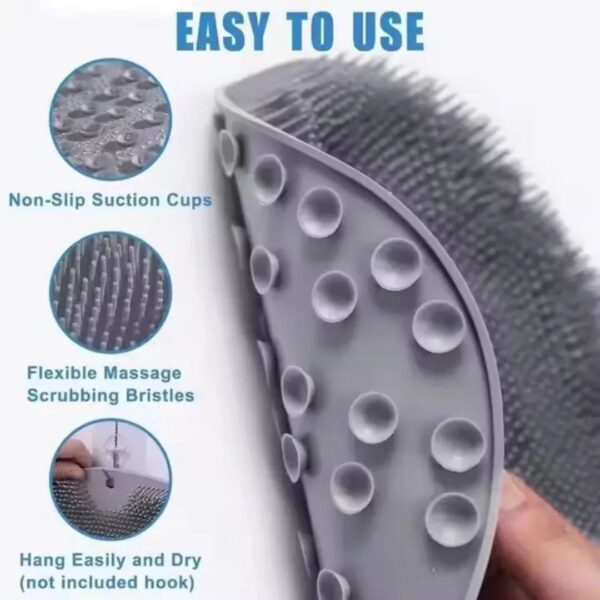Anti Slip Silicon Foot & Back Scrubber Mat (Imported) - Image 5